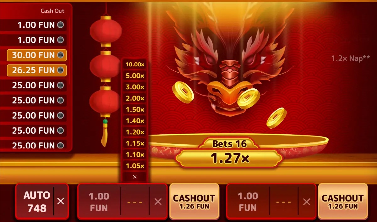 Dragon Cash Crash Game Interface