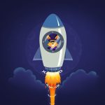 A rocket soaring through the sky